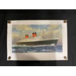 CUNARD: C. E. Turner agent's prints of R.M.S. Queen Elizabeth. 29ins, x 19ins. (10)