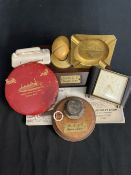 CUNARD: R.M.S. Queen Mary collectables to include, onboard door handle, bolt, printed material and a