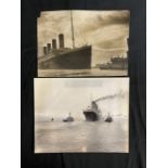 MARINE PHOTOGRAPHS: Original image of Olympic under tow, Harland and Wolff photograph of Titanic