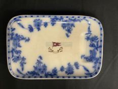 WHITE STAR LINE: Second-Class flow blue Stonier and Company asparagus dish. 9¼ins.