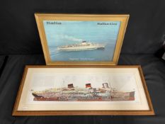 OCEAN LINER: Mixed collection of agents and other prints including, Franconia, Caronia, Normandie,