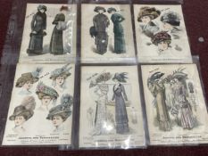 Fashion: Original coloured plates 1906-09 from Journal des Demoiselles, usually two women and a