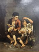 19th cent. Italian School: Oil on canvas, two young boys eating grapes. 12ins. x 15ins.