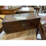 19th cent. Mahogany writing slope, inset brass plaque and fitted interior. 19ins. x 8ins. x 10ins.