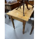 19th cent. Piecrust/tray top tripod table on turned column and scroll supports. 25ins. x 20ins. Plus