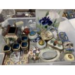 19th cent. and later pill and trinket boxes, Heritage, Bocage, blue/pink baskets, shoe, Cloisonne