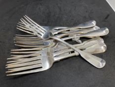 Hallmarked Silver: Set of ten silver table forks Solomon Hougham, London date letter s for 1813-