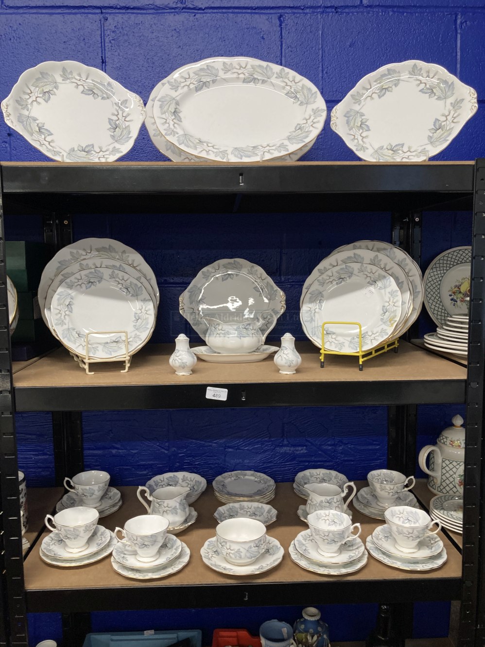 20th cent. Ceramics: Royal Albert 'Silver Maple' dinner and tea china, plates 10ins. x 10, plates