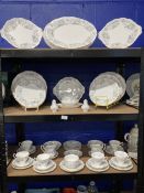 20th cent. Ceramics: Royal Albert 'Silver Maple' dinner and tea china, plates 10ins. x 10, plates