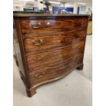 Late 18th cent. Serpentine chest of four long drawers with oak linings, the chest with inlaid canted
