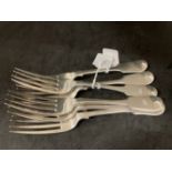 Hallmarked Silver: Silver table forks by George Adams, London date letter t for 1874-75. Set of six.