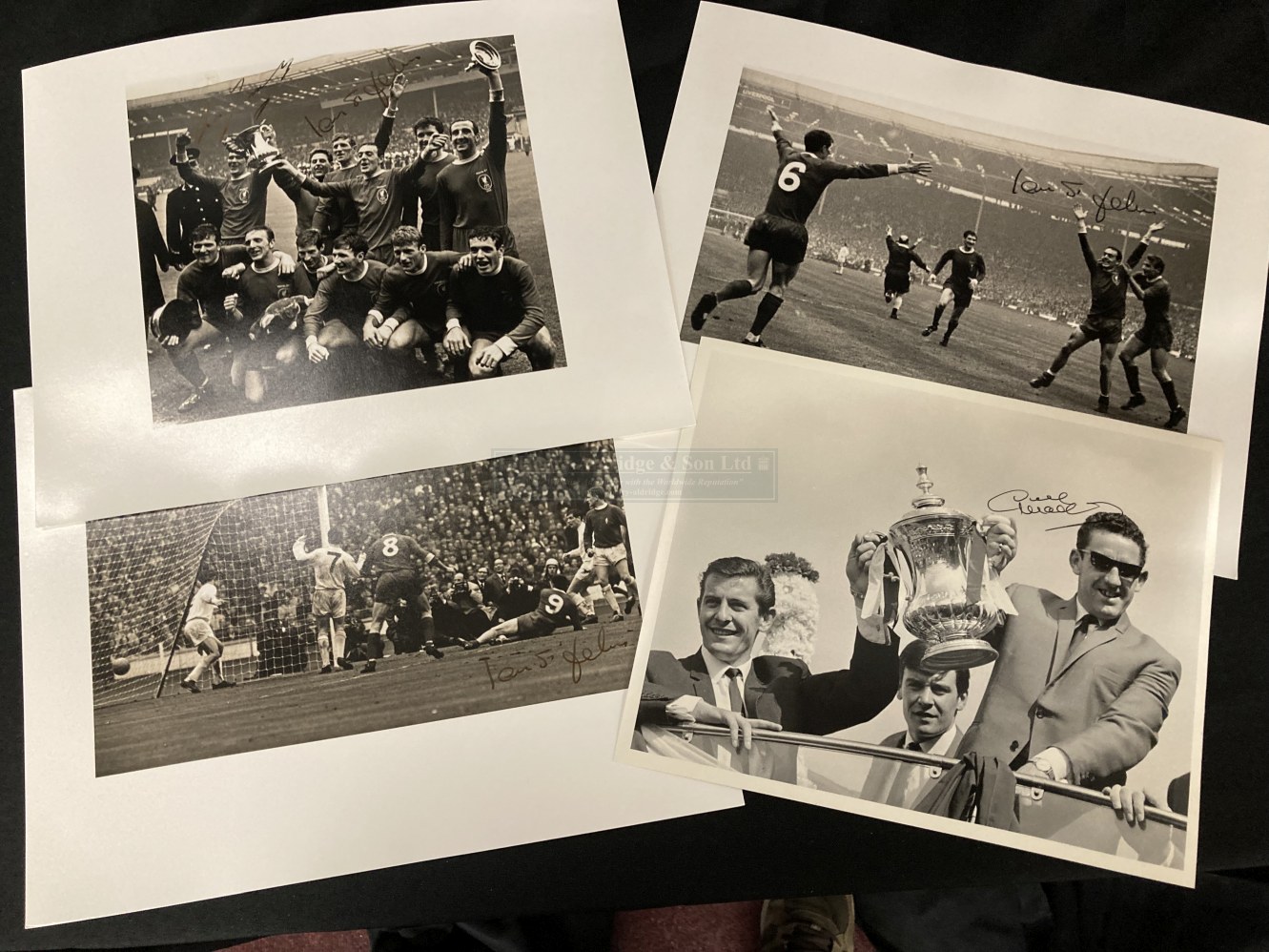 Football: Liverpool, three silver gelatin photographs of 1965 Cup Final, all signed by Ian St. John,