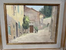 Gordon Davies (1926 - 2007) oil on Board, View of Castillo Voltern. Signed bottom left. Framed.