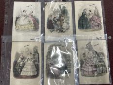 Fashion: Original hand-coloured plates 1850-70s from Journal des Demoiselles and others. Good to