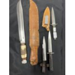 20th cent. German Bowie/hunting knife Whitby Solingen (12ins. blade), a Gottlieb Solingen trench