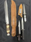 20th cent. German Bowie/hunting knife Whitby Solingen (12ins. blade), a Gottlieb Solingen trench