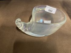 20th cent. Studio Glass: Iridescent shell shaped bowl, bearing signature to base, Daum Nancy. 6ins.