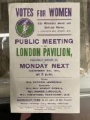 Suffragettes: Unusual Flyer for a meeting at London Pavilion Piccadilly Circus, November 6th 1911,
