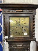 Clocks: 20th cent. 8 day oak longcase, brass dial, signed Maple, London.