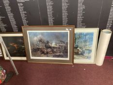 Railwayania: After Terence Cuneo signed limited edition print, Preparing for Departure, plus three