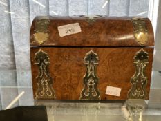 Victorian burr walnut brass mounted stationery box with fitted interior. 8½ins. x 6½ins.