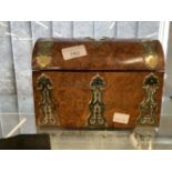 Victorian burr walnut brass mounted stationery box with fitted interior. 8½ins. x 6½ins.