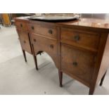 19th cent. Mahogany sideboard inlaid boxwood on tapering supports. 60ins. x 18½ x 36ins.