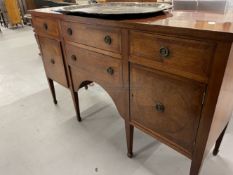 19th cent. Mahogany sideboard inlaid boxwood on tapering supports. 60ins. x 18½ x 36ins.