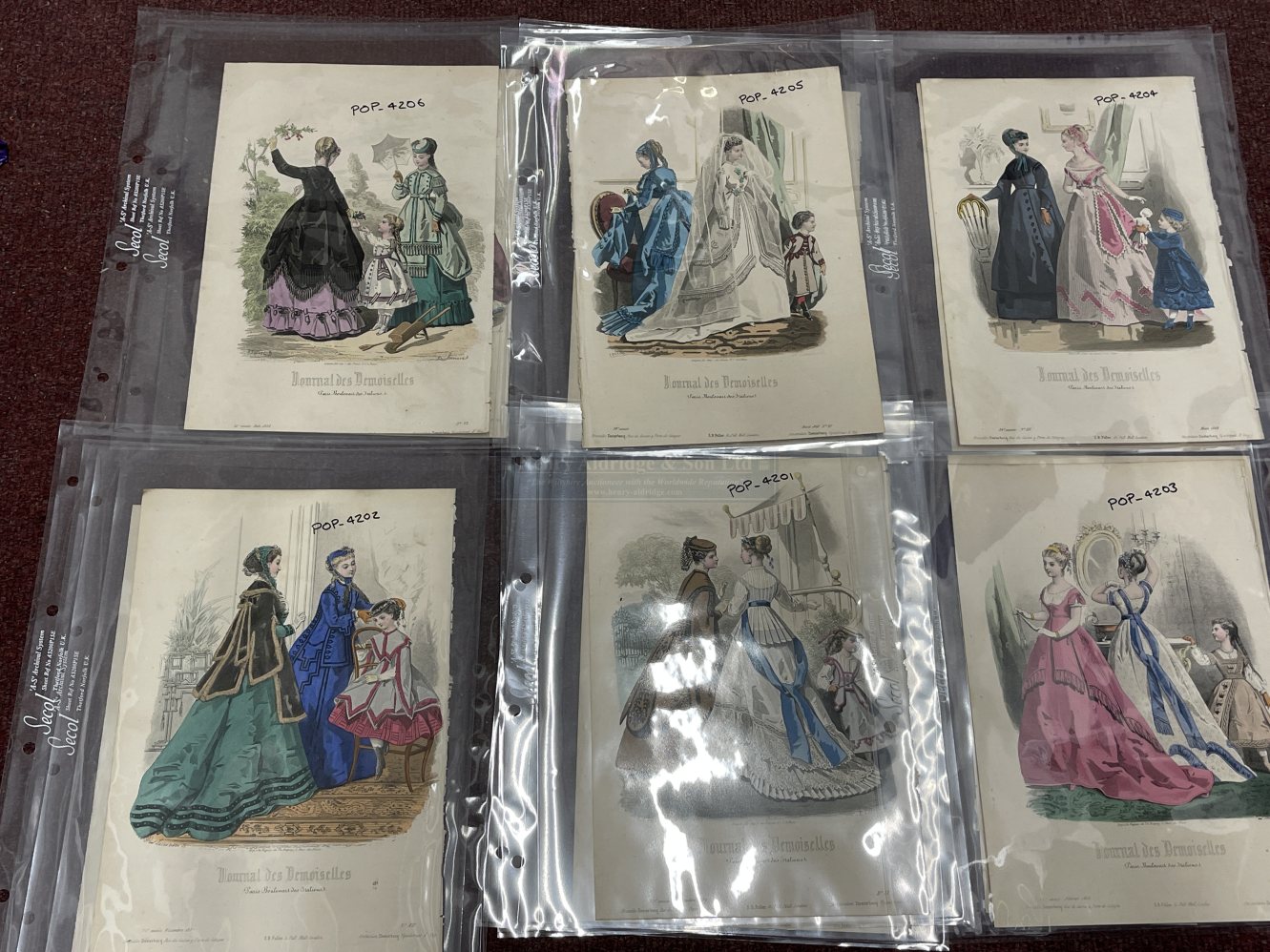Fashion: Original hand-coloured plates 1860-70s from Journal des Demoiselles, usually two women - Image 2 of 4