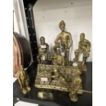 Brassware: Collection of brass figures of coal miners, one signed FWA 19/81. (7)