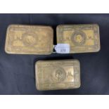 Militaria: WWI brass Princess Mary Christmas tins. (3)