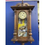 Clocks: 20th cent. Oak Vienna Regulator style. 29ins.