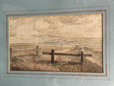 English School: Watercolours, countryside views in glazed frames, a pair. J. Cox, signed early