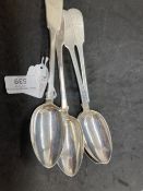 Hallmarked Silver: Set of four silver tablespoons, John Henry Lias, London date letter e for 1880-