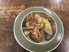 Early 19th cent. Papier mache snuff box with hand painted mother and child scene to top, possibly