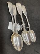 Hallmarked Silver: Silver dessert spoons, George Adams, London date letter t for 1874-75. Set of