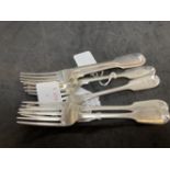 Hallmarked Silver: Silver dessert forks, George Adams, London date letter t for 1874-75. Set of six.