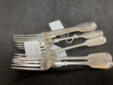 Hallmarked Silver: Silver dessert forks, George Adams, London date letter t for 1874-75. Set of six.