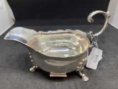 Hallmarked Silver: Late 18th cent. Sauce boat London date letter D for 1759-60. Approx. 6oz.
