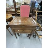 Victorian mahogany Prie Dieu chair. Plus late 19th cent. Oak cutlery box on stand, lift up lid, over