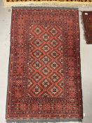 Carpets & Rugs: 20th cent. Turkman woolen carpet, red ground, six borders, geometric stylised