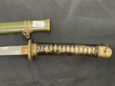 Militaria/Edged Weapons: Japanese Shin Gunto WWII officer's sword in its original green painted