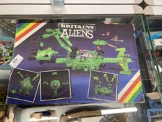 Toys: Britain's Aliens boxed, 9148 and 9147, plus a small collection of Britain's Plastic Knights.