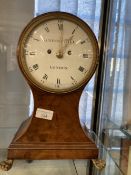 Clock: Early 19th cent. Balloon shaped clock signed Sampson Hill in mahogany case with stringing 8