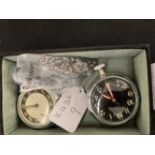 Watches: Smith's magnetic back dashboard watch, black face, red/white hands, chrome body, clip on