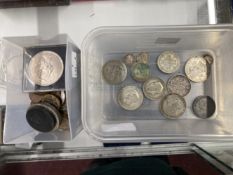 Numismatics: Silver (1.8oz), half silver (2oz), and assorted British pre-decimal coinage including