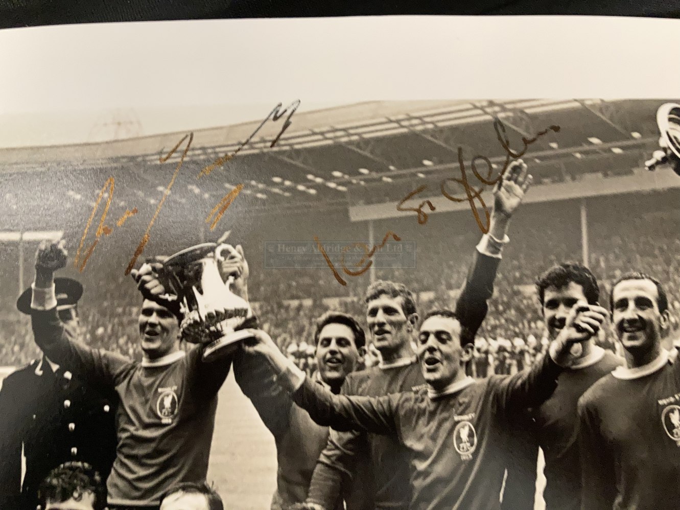 Football: Liverpool, three silver gelatin photographs of 1965 Cup Final, all signed by Ian St. John, - Image 5 of 6