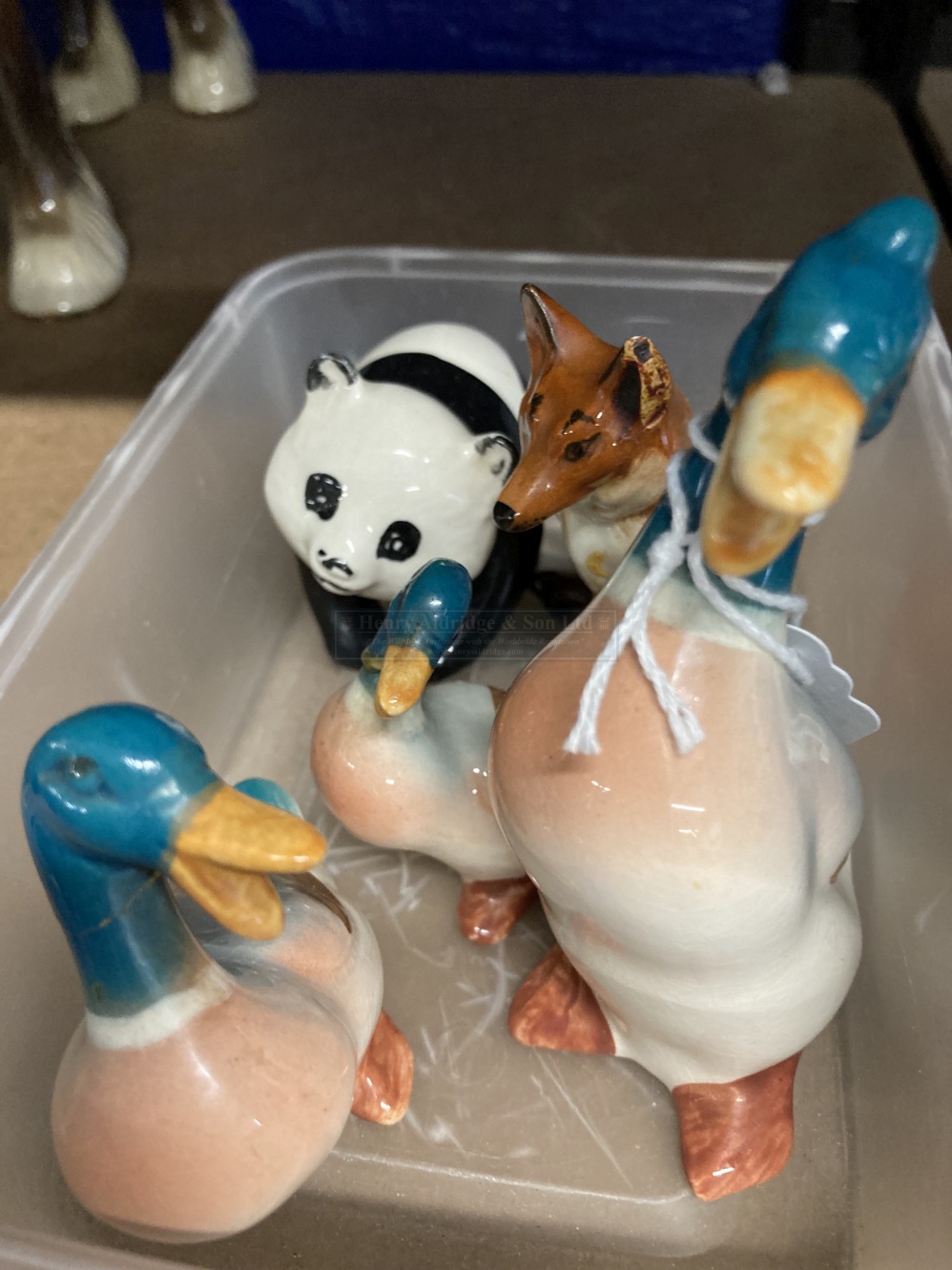 20th cent. Ceramics: Beswick Panda Cub Seated No. 1748, Duck Family, duck, drake and baby A/F. The - Image 2 of 2