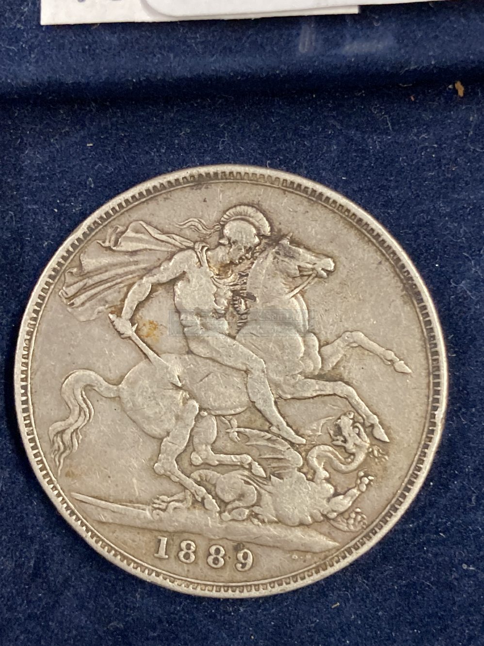 Numismatics: Crowns, 1889 George and Dragon, Young Head Crown, and a 1937 George VI Coat of Arms - Image 3 of 7