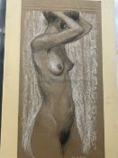 Alec Wiles (1924-2020): Cornish School ochre pastel sketches of female nudes, some dated 1989.